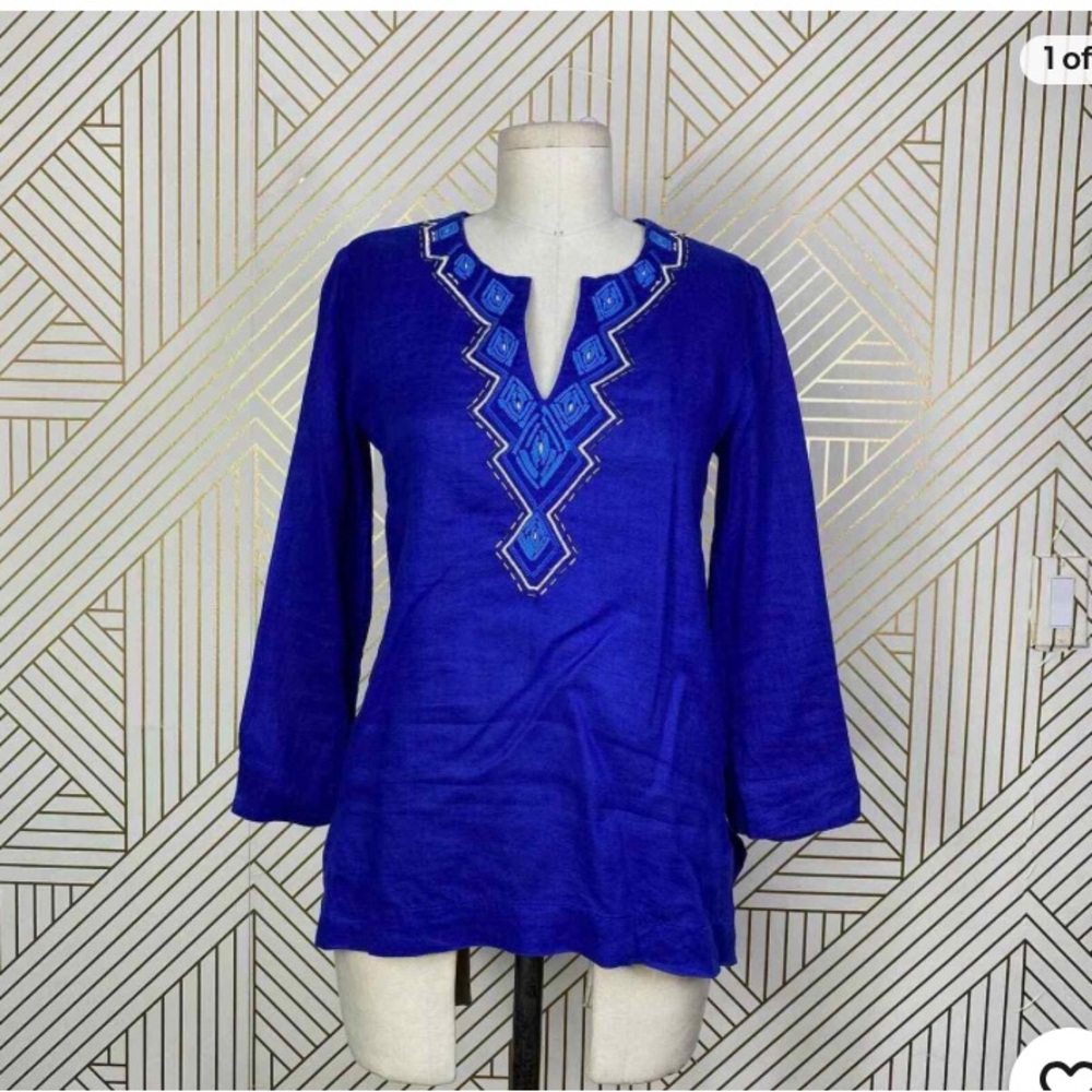 Lilly Pulitzer Amelia island twilight blue beaded tunic!